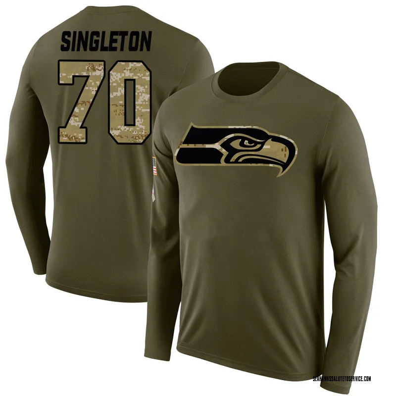 Youth J.R. Singleton Seattle Seahawks Legend Olive Salute to Service Sideline Long Sleeve T-Shirt