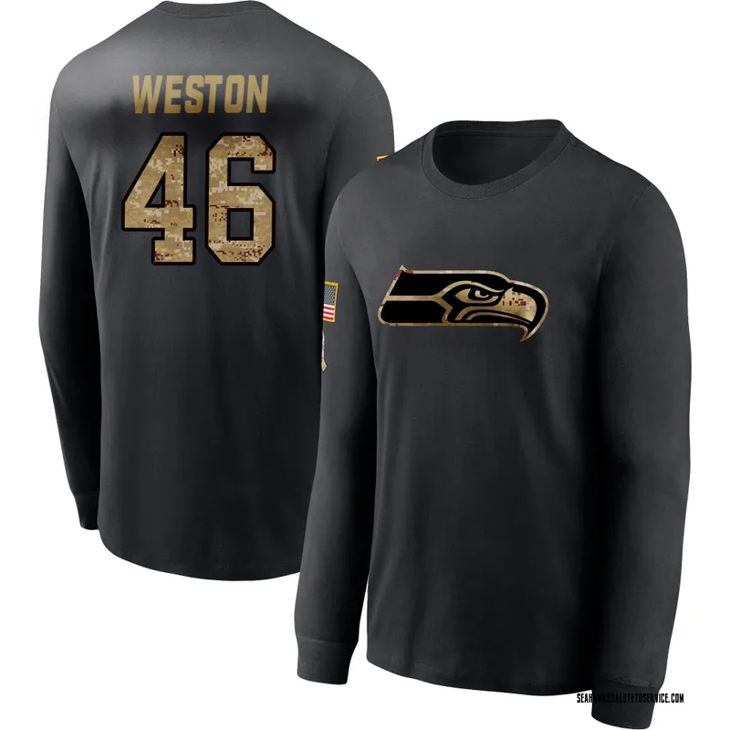 Youth Ja'Markis Weston Seattle Seahawks Black 2020 Salute To Service Sideline Performance Long Sleeve T-Shirt