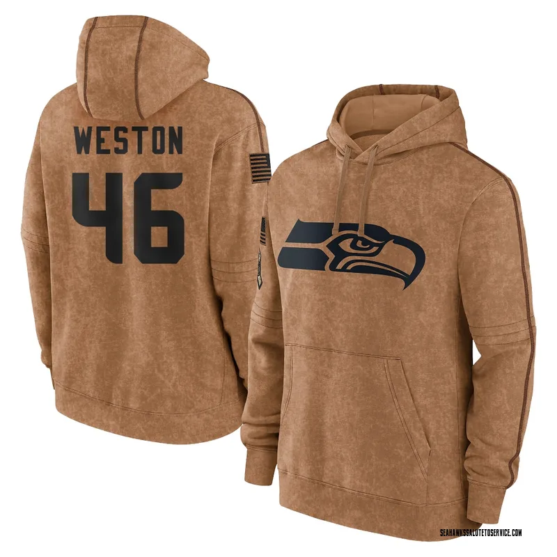 Youth Ja'Markis Weston Seattle Seahawks Brown 2023 Salute To Service Club Pullover Hoodie