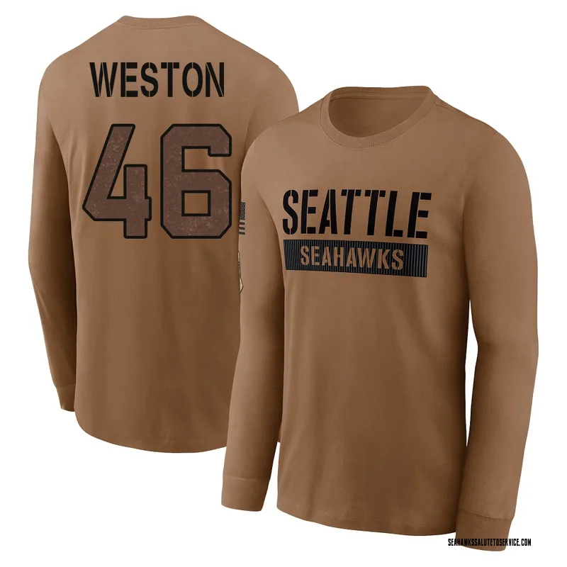 Youth Ja'Markis Weston Seattle Seahawks Brown 2023 Salute To Service Long Sleeve T-Shirt
