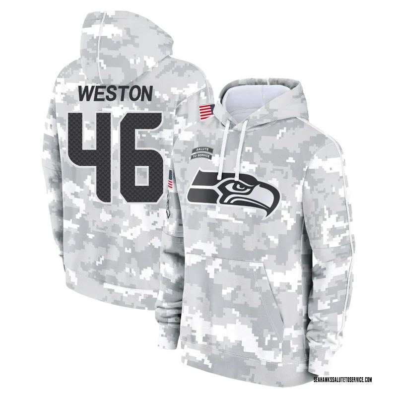 Youth Ja'Markis Weston Seattle Seahawks Camo Arctic 2024 Salute to Service Club Fleece Pullover Hoodie