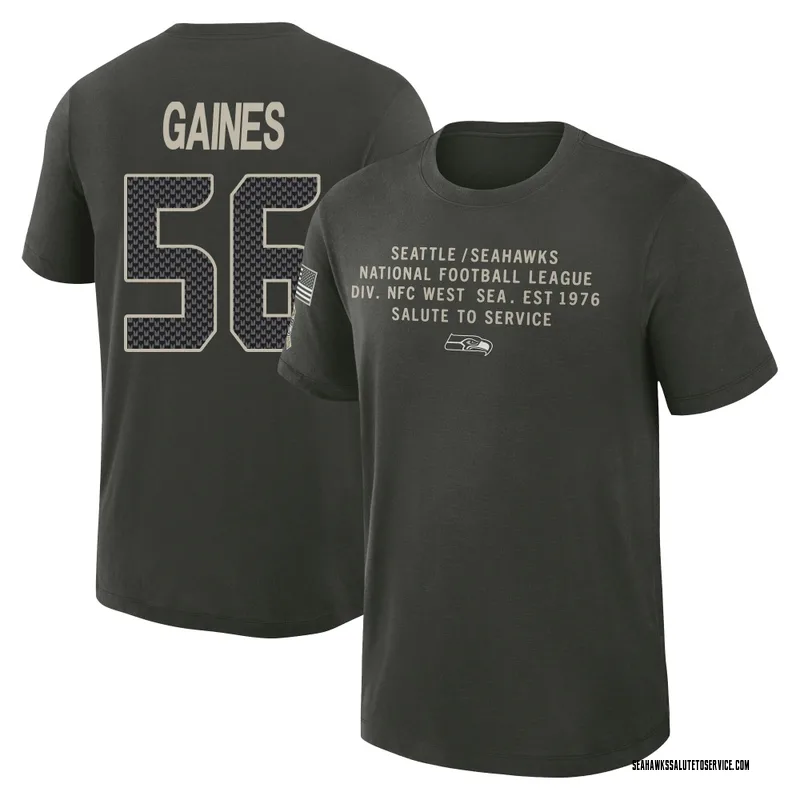 Youth Jalan Gaines Seattle Seahawks Green Dark/ 2025 Salute to Service Sideline Slub T-Shirt