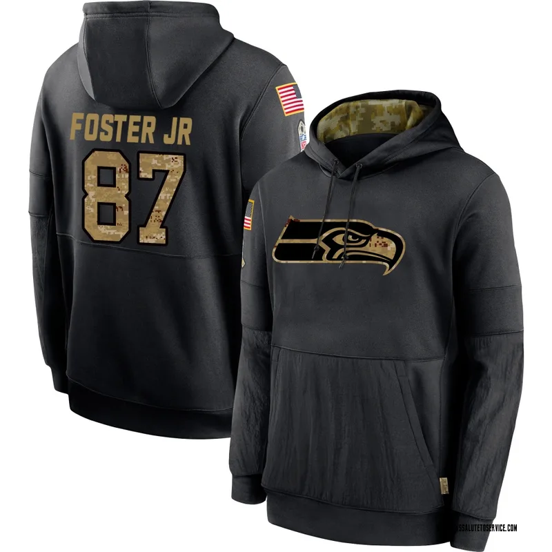Youth Montorie Foster Jr. Seattle Seahawks Black 2020 Salute to Service Sideline Performance Pullover Hoodie