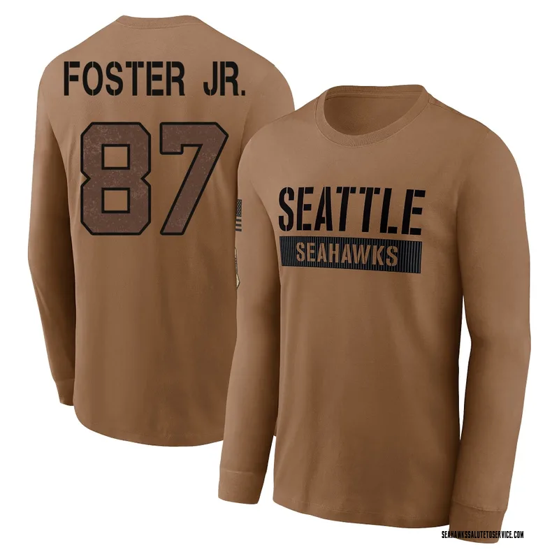 Youth Montorie Foster Jr. Seattle Seahawks Brown 2023 Salute To Service Long Sleeve T-Shirt