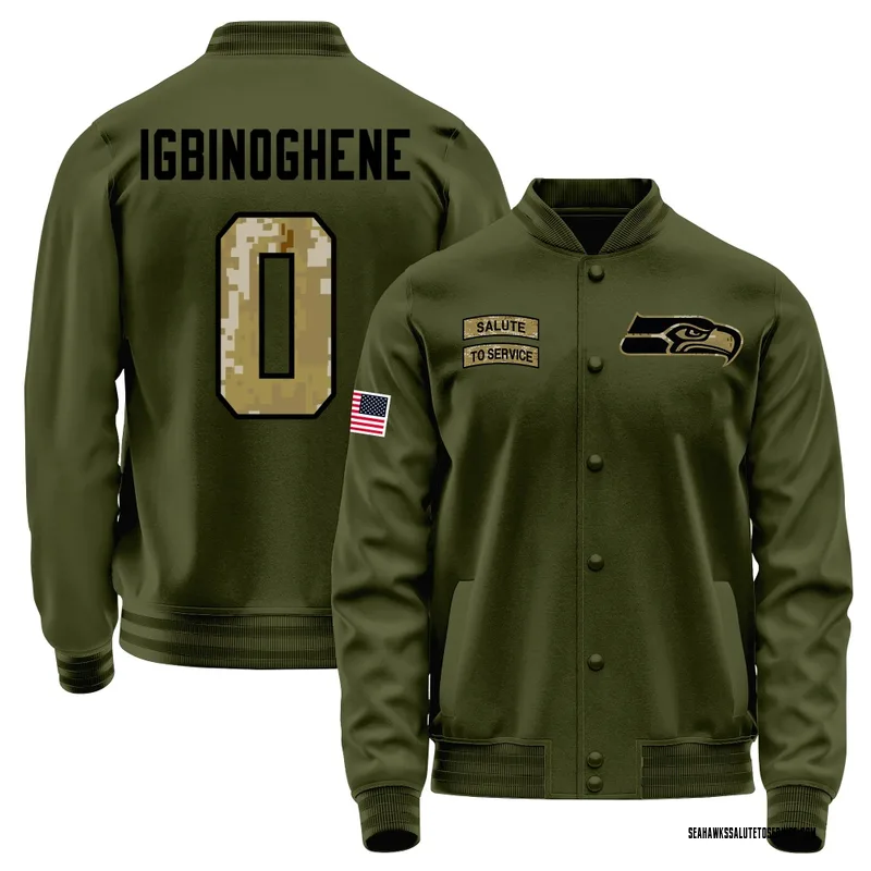 Youth Noah Igbinoghene Seattle Seahawks Olive Salute to Service Sideline Performance Jacket