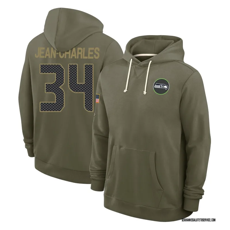 Youth Shemar Jean-Charles Seattle Seahawks Olive 2025 Salute to Service Hoodie